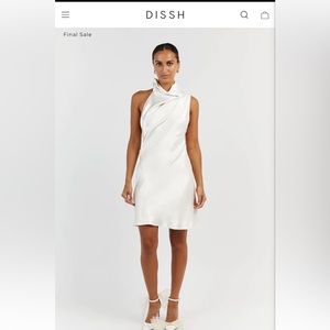 DISSH white satin open back mini dress